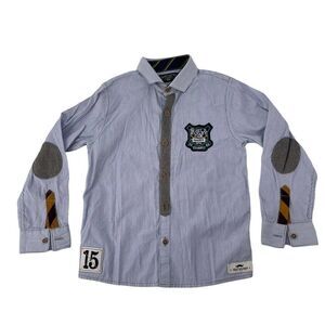Next Happy Little Chappy Rugby Shirt Button Up Boys Size 4 - 5 Years Blue Preppy